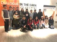 The students visiting Dialogue in the Dark Exhibition